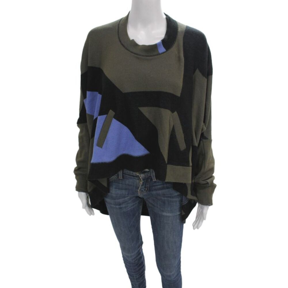 Lamb Womens Black Geometric Crew Neck Pullover Sweater Long Sleeve Size M